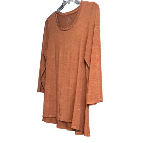 LOGO BY LORI GOLDSTEIN LONG SLV CREW NECK PULL-OVER TOP, WOMENS, L, DARK ORANGE - Picture 4 of 10